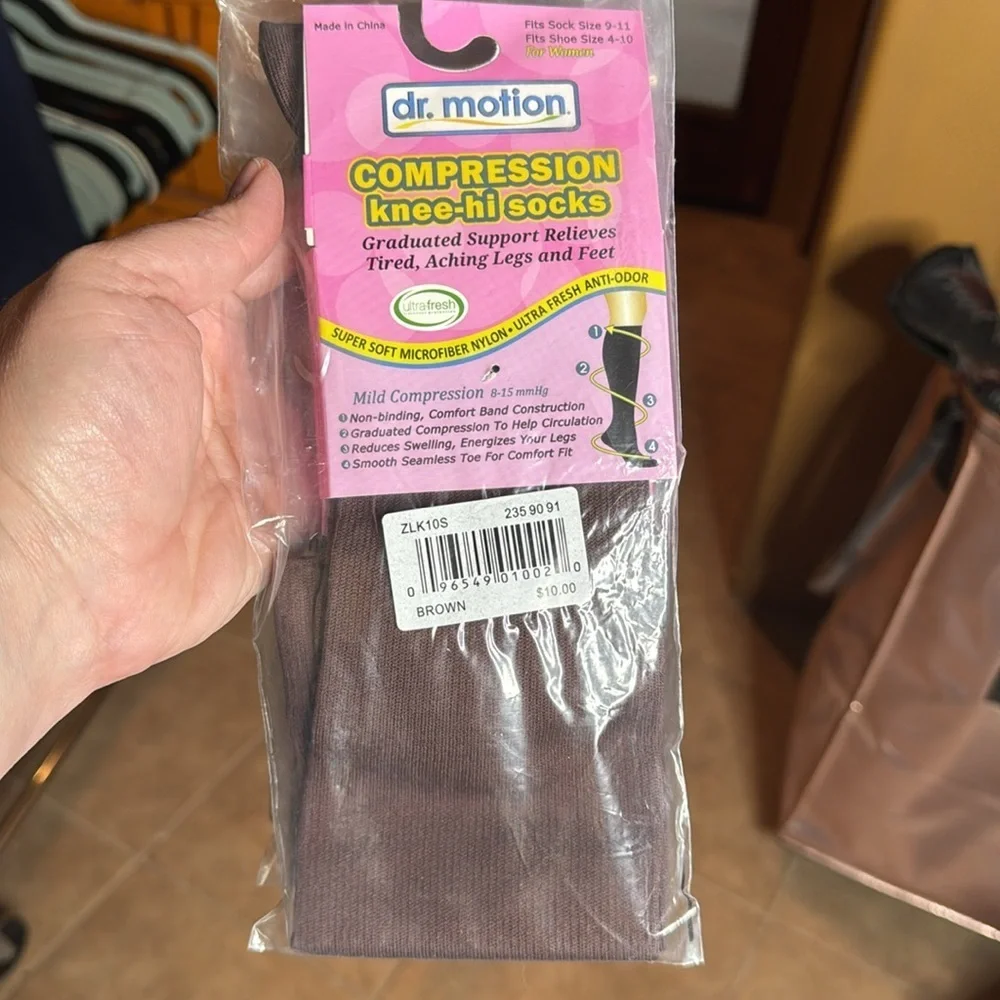 Dr. Motion Compression Black & Brown Knee-High Socks 2 Pairs
